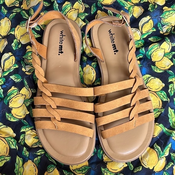 Brand New White Mountain Braided Tan Multi-Strap Gladiator Ankle Strap Sandals - Picture 3 of 15